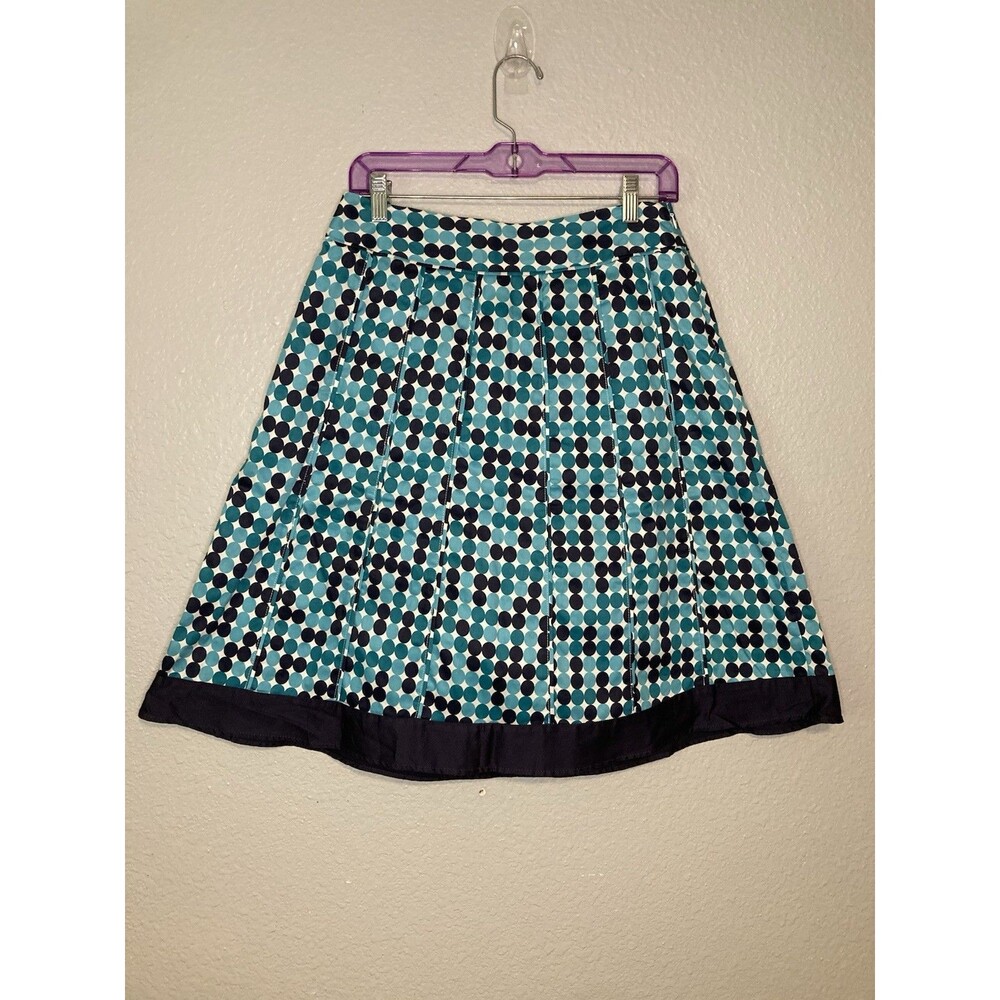 Flare Skirt Women's 6 Blue Polka Dot A-Line 100% Cotton Artsy Geometric Funky